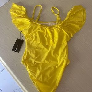Yellow Off The Shoulder Swimsuit